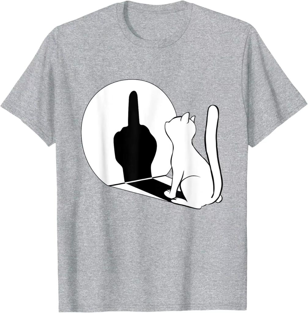 Middle Finger Cat Official Stateunisext Funny Cat Gift TShirt Special Edition Short Sleeve Shirt Cotton Summer Shirt