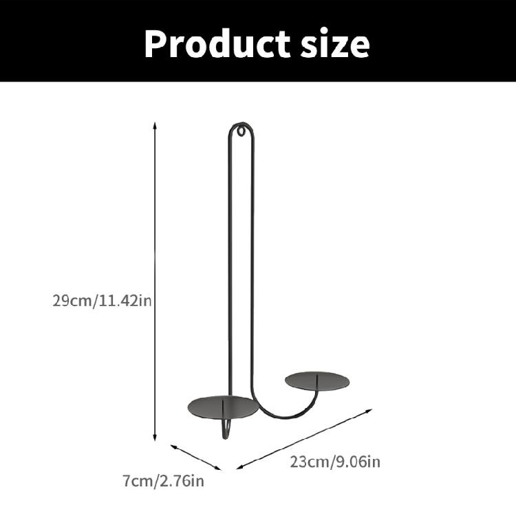 Black Metal Candle Sconces Double Armed Wall Mounted Iron Candle Holders Candlestick for Romance Living Room Decoration