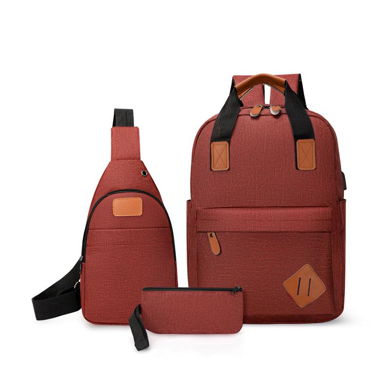 2025 Neuer Oxford Rucksack USB-Aufladung Dreiteiliges Set Reisetasche Unisex Business Computertasche Hohe Kapazität Freizeit Büchertasche