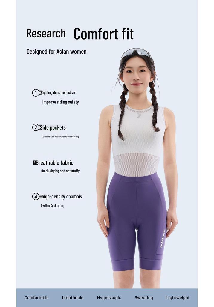 Women's High-Waist Pocket Cycling Bib Shorts for Spring/Summer