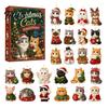 Animal Theme Party Favors Christmas Cat Dog Advent Calendar, 24Pcs Acrylic 2D Ornament Set Tree Ornaments with Cute Kitten/Dog/Lion Designs,