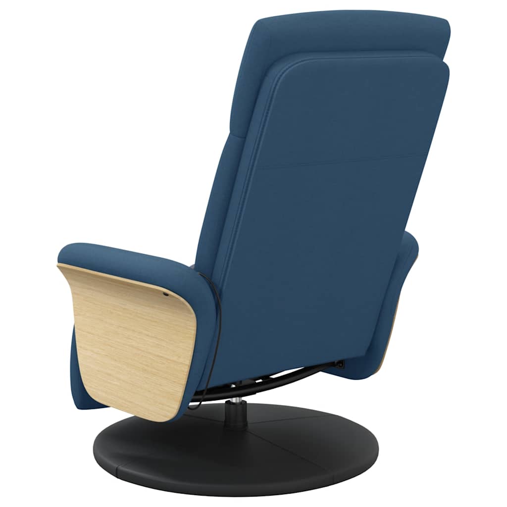 Massage Chair with Footrest Blue Fabric