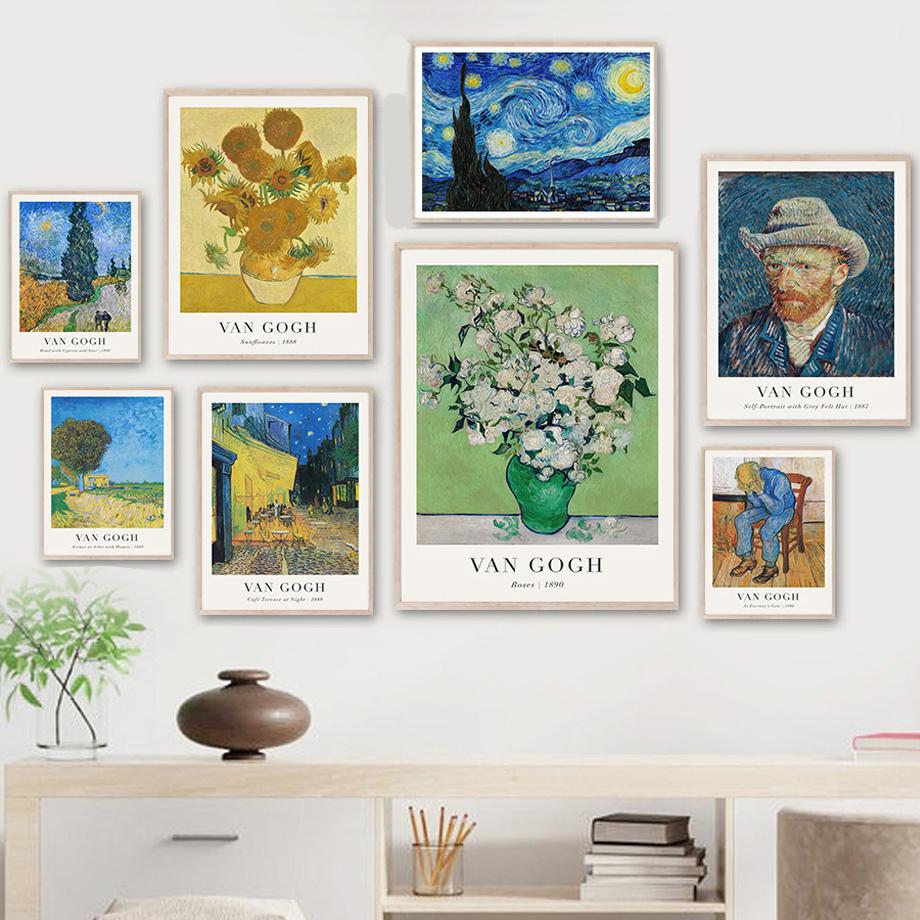 Vincent Van Gogh Writings Prints and Posters Great Work The Starry Night Canvas Painting Decorations for Living Room Wall Art