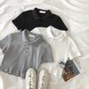 Women's Summer Ribbed Knit Polo Collar Slim Fit Top