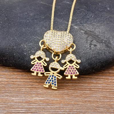 Nidin Luxury Fashion Girls Boys Inlaid Crystal Zircon Pendant Romantic Heart Necklace Exquisite Mother's Day Jewelry Gift