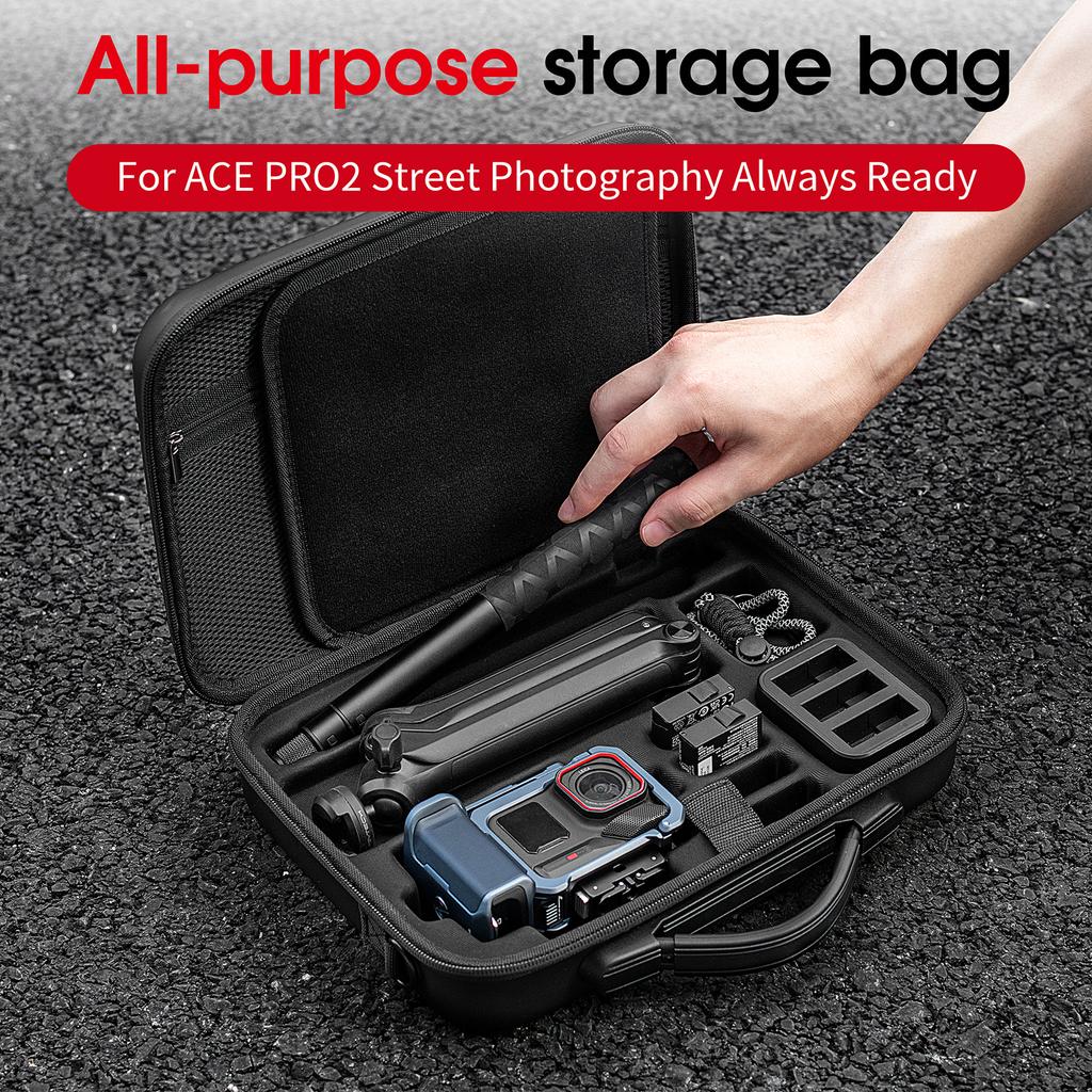 For Insta360 Ace Pro 2 Grip Kit Organizer Bag PU Hard Shell Storage Bag Shockproof Protective Bag for Camera Accessories