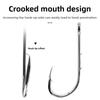 Carbon Steel Hawkbill Tide Hook Double Back Barbed Crooked Beak Fish Hook Straight Shank Hook Single Hook Fishing Tackle