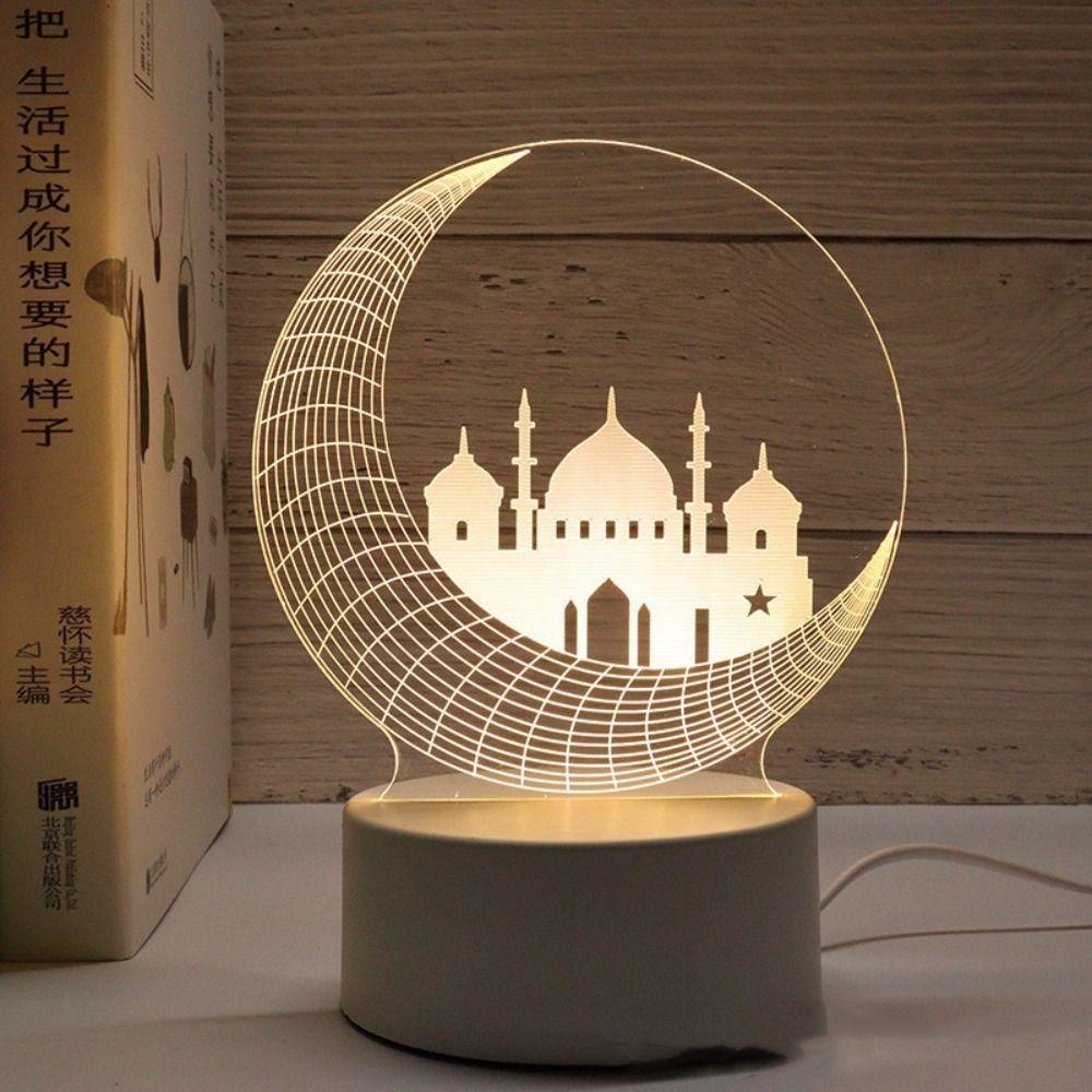 USB Acrylic Night Light Moon Castle Festival Ornaments New 3D LED Light  Party Supplies