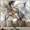 Tapeçaria Onda de Fumaça Fluida Artística Moderna Minimalista Decoração de Sala de Estar Bege Dourado Cinza Pendurado na Parede Fundo de Sofá Estético