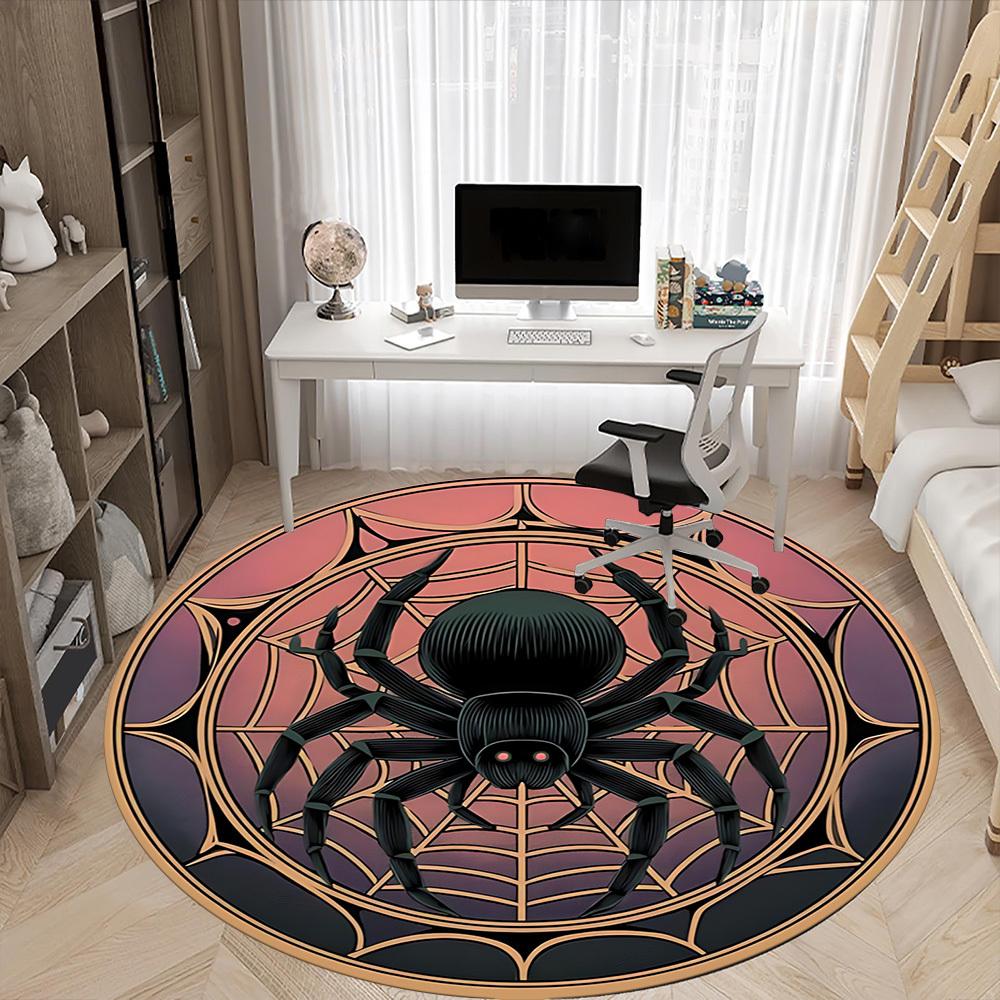 1PC Spider Web Office Round Area Rug, Mat Suitable For Office, Under Office Chairs Bedroom Living Room Home Decor, Room Deco
