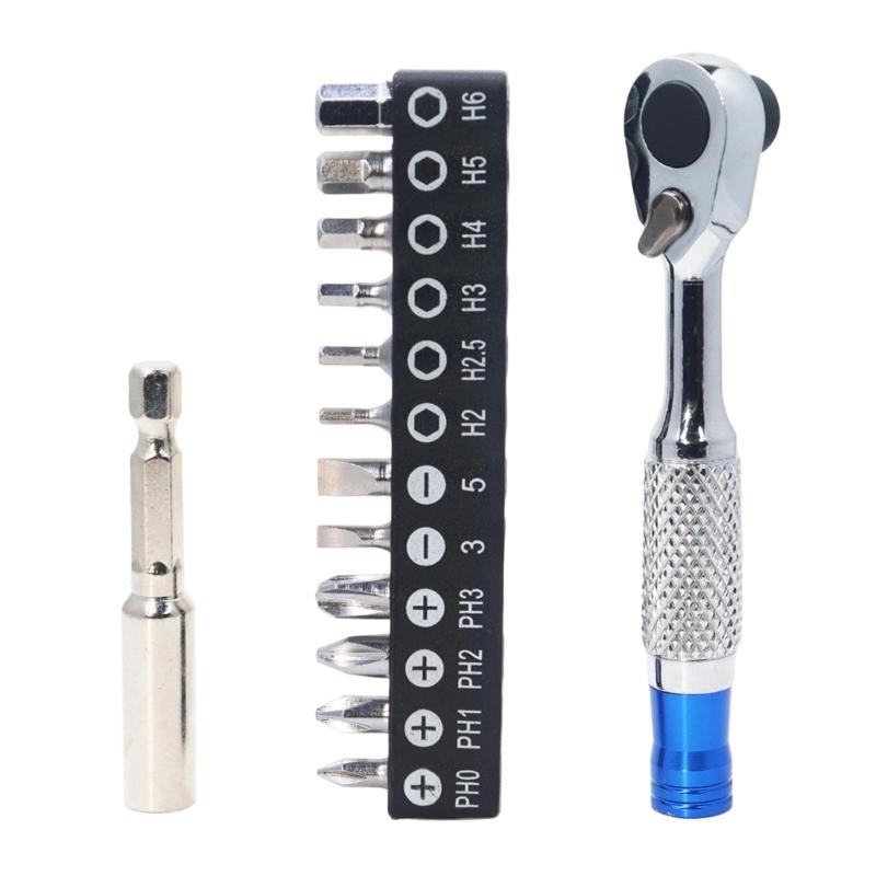 72 Tooth Mini Ratchet Wrench Spanner with Magnetic Bit Holder for Bike Repair and DIY Projects Compact Alloy Steel Tool