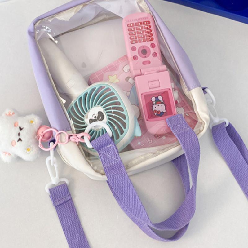 Y2K Versatile Transparent New Cute Girls 20cm Doll Bag Pocket Shoulder Crossbody Bags Simple Basic Ita Bag Student Handbag Purse