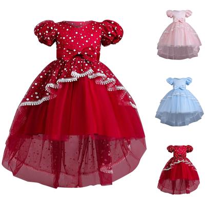 Children's Dress Princess Dress With Bow Solid Color Performance Cake Dress