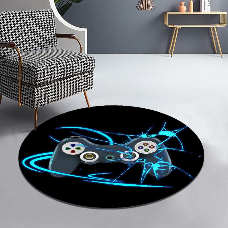 Okrągły kolorowy dywanik do gier, antypoślizgowy, do salonu, do pokoju e-sportowego, dywanik wejściowy nadający się do prania w pralce