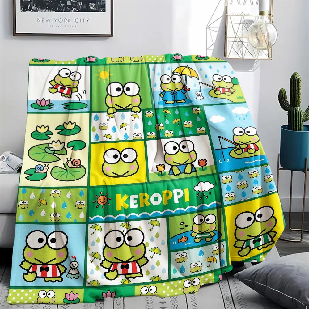 1PC Sanrio Puzzle Print Flannel Blanket, High quality All Seasons, Home Decor, Warmth and Comfort, Perfect for Christmas Gifts