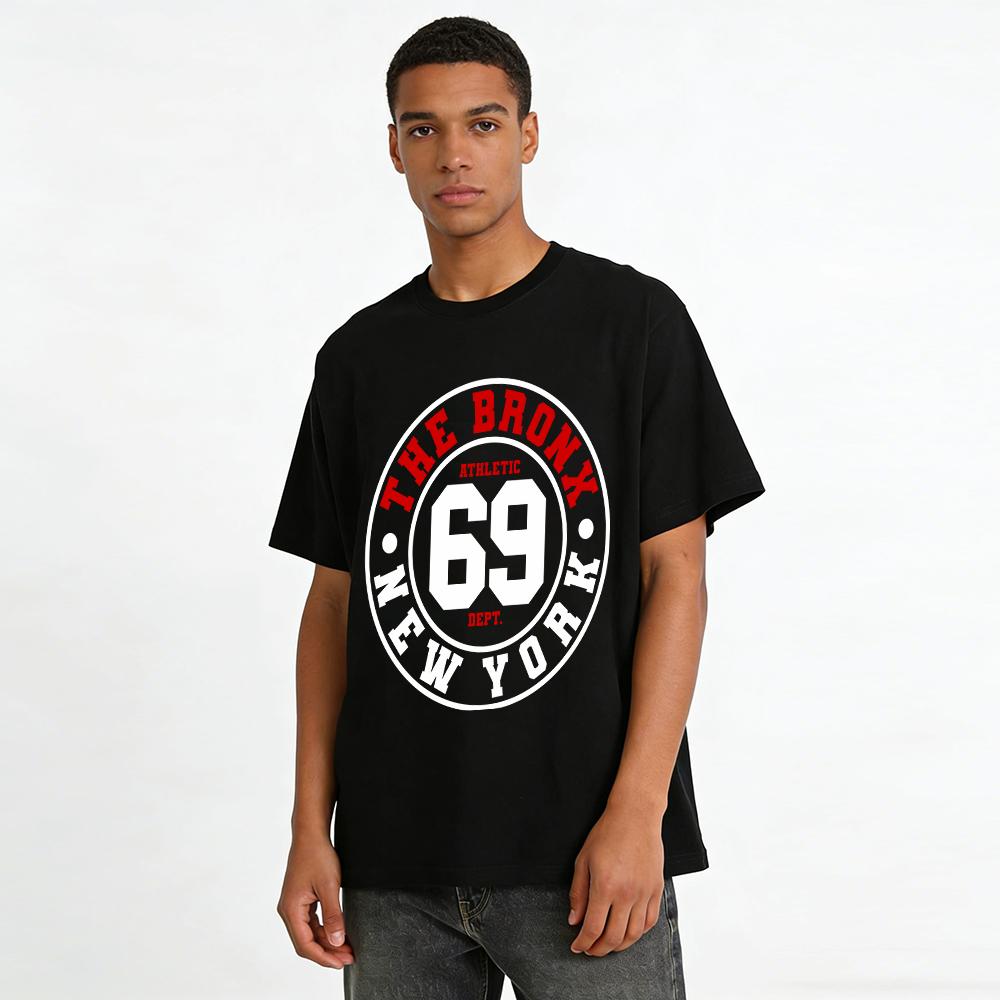 The Bronx NY Athletic Dept 69 Retro Casual Printed T-Shirt Pure cotton T-shirt