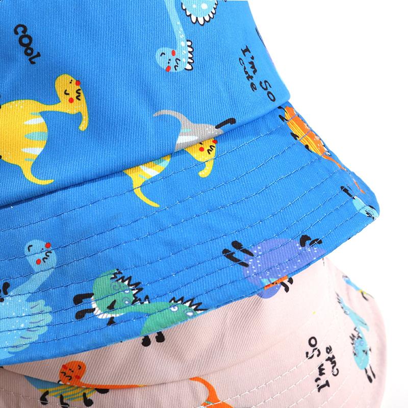 Cartoon Dinosaur Print Baby Bucket Hat Summer Outdoor Kids Boys Girls Sun Hat Cute Toddler Outdoor Beach Fisherman Cap