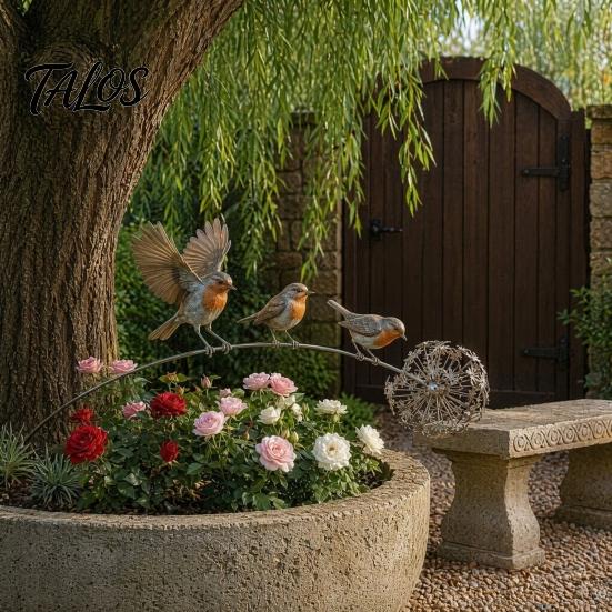 Unique Outdoor Garden Accent Animal Stake, Rustic Yard Art Decorations with Dandelion Accent, Metal Decorative Sculpture for Lawn Patio Flower Bed And
