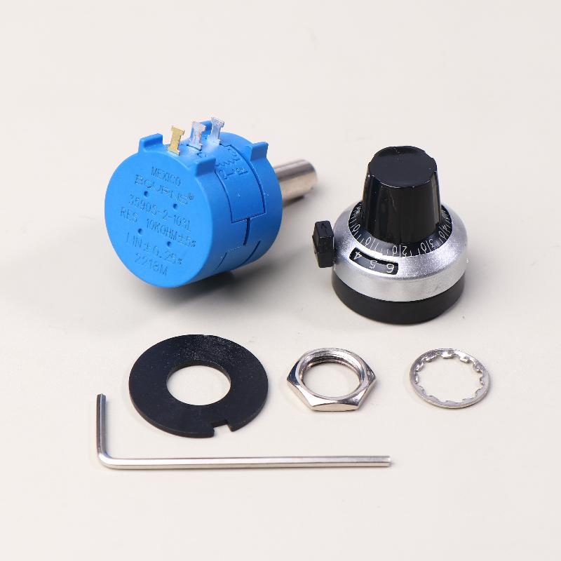1Set 3590S Precision Multiturn Potentiometer Kit - 10 Ring Adjustable Resistor + Rotary Knob & Counting Dial