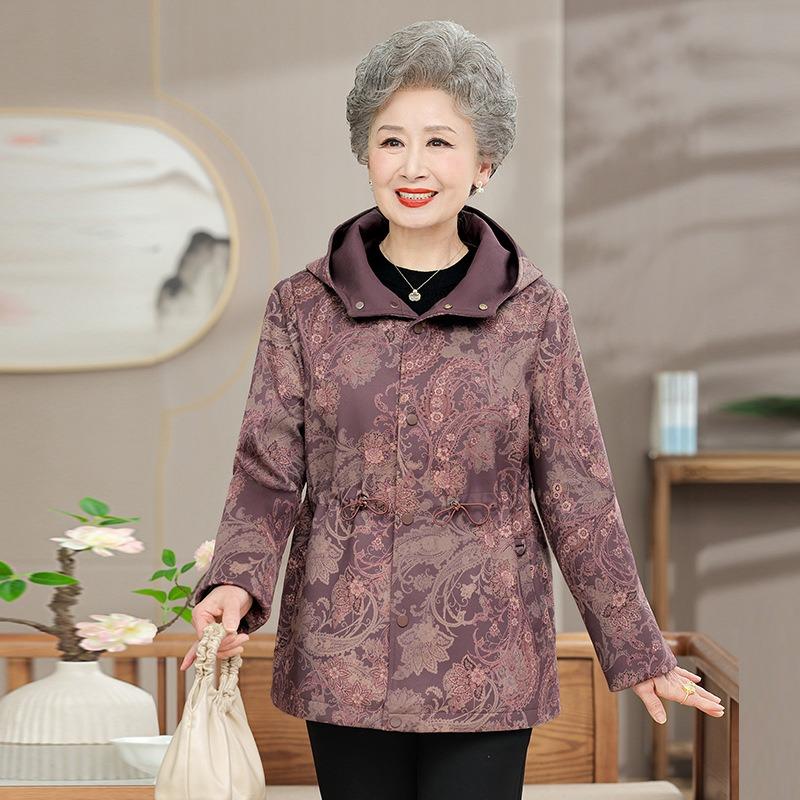 

Spring women s hooded trench coat old loose casual jacket top 5XL (recommended 145-80 kg) фиолетовый