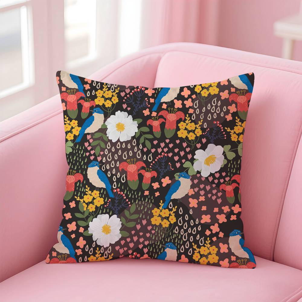 Vögel Schmetterlinge Blumen Kissenbezug Musterdruck Kissenbezug Wohnzimmer Sofa Kissenbezug Schlafzimmer Raumdekor