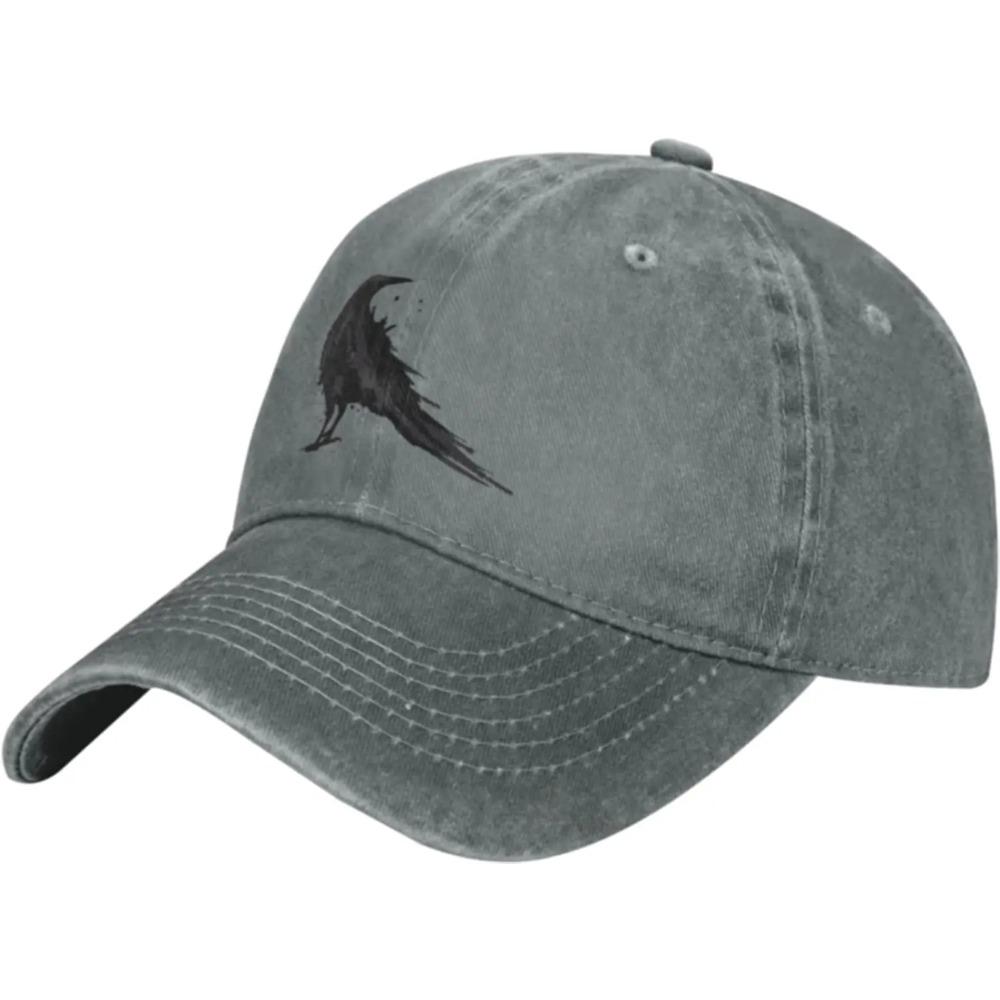 Vintage Crow Raven Black Bird Retro Vtipné dárky Baseballové čepice pro muže a ženy Kovbojský klobouk Trucker Klobouk Sluneční klobouky