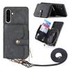 For Samsung Galaxy A56 5G PU Leather Phone Back Cover with Zipper Card Holder and Long Strap