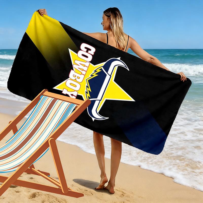 North Queensland Cowboys Print Beach Towel, Large Soft Quick Dry Towel for Beach Camping Swimming