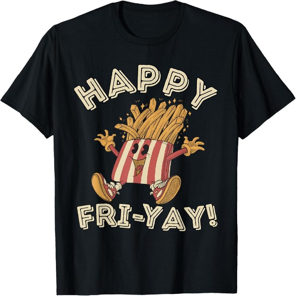 Happy Fri Yay! Retro French Fries Friday Lovers Fun Teacher T-Shirt XXXXXL чёрный