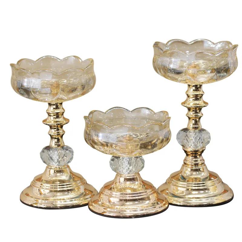 Candlestick Crystal Glass Candle Holder Dining Table Candlelight Dinner Home Modern Wedding Gift Home Decoration Storage Tray