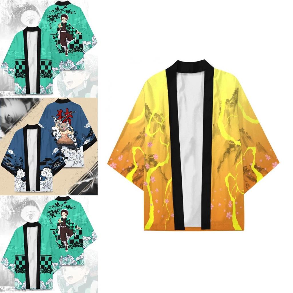Unisex Demon Slayer Top Kamado Tanjiro Agatsuma Zenitsu Cosplay Costume S-3xl