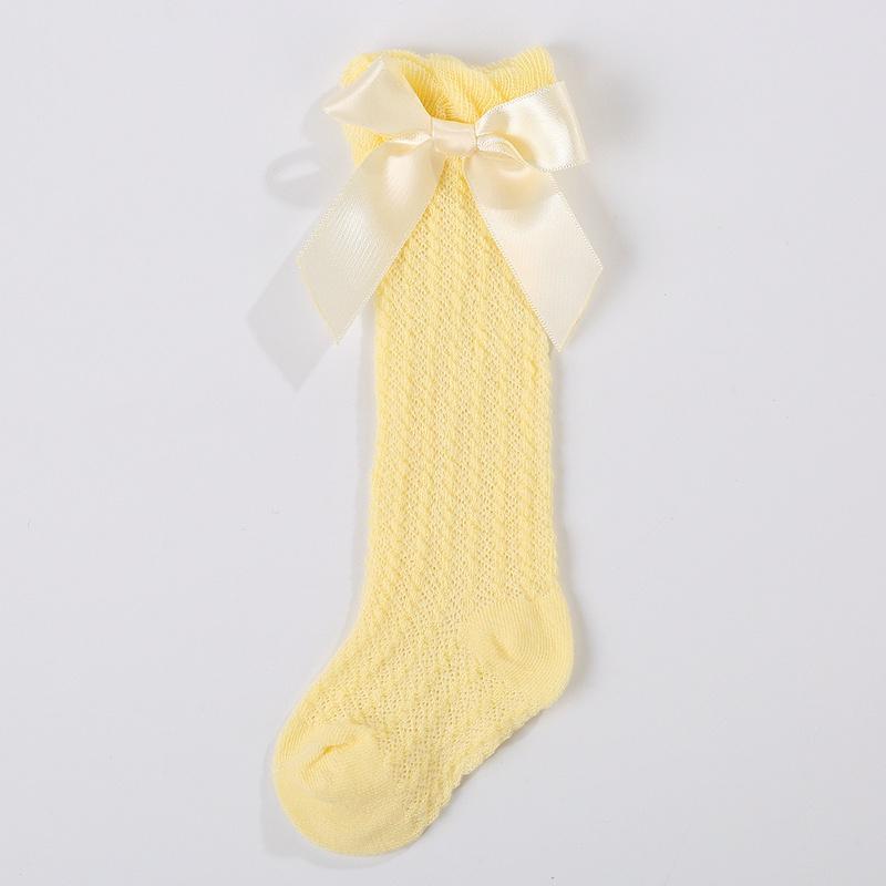 

Детские носки однотонные милые длинные носки с бантом детские носки S жёлтый