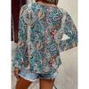 Women V Neck Boho Paisley Print Long Sleeve Blouse Multi Color Ethnic Loose Fit Summer Vacation Casual Top