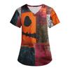 Women's Printing Uniform Work Uniform V-neck Pockets Basic Short Sleeve Pullover Top