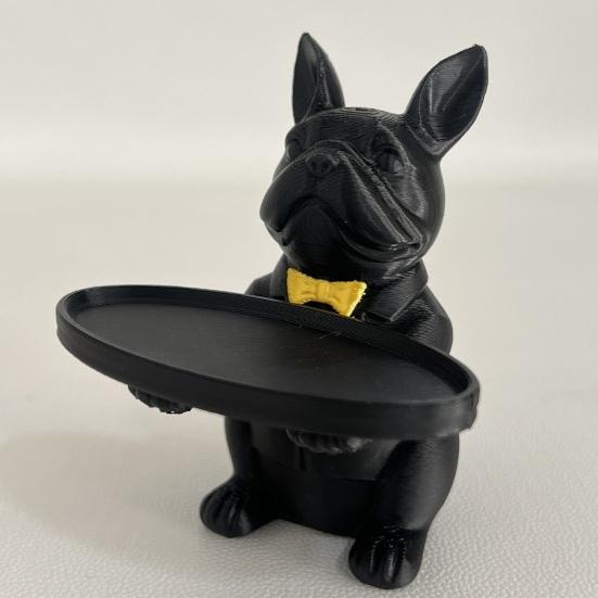 Französische Bulldogge Statue Tablett Organizer für Schlüssel Süßigkeiten Schmuck Ohrringe Moderne Kunst Esstisch Deko für Eingangsbereich Couchtisch Büro Schreibtisch