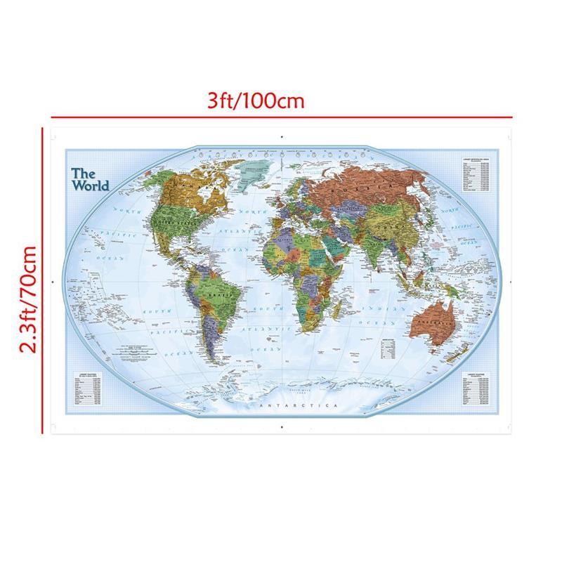 Decorative Hanging Picture The World Map Posters and Prints Wall Art Picture Painting for Education Office Home Decoration