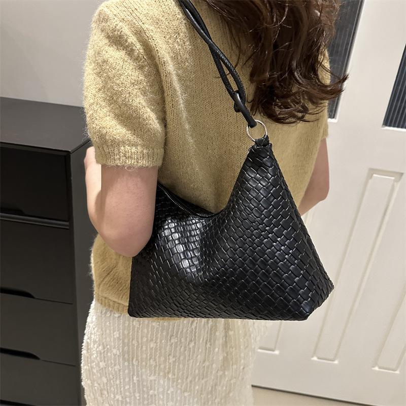 Retro-Mode-Handtasche mit großem Fassungsvermögen für Damen, neue einfache, lässige Tragetasche, gewebte Textur, Unterarmtasche