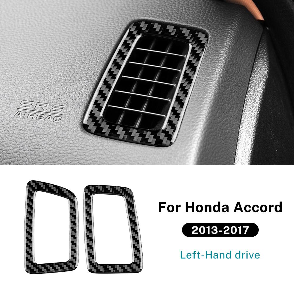 Real Soft Carbon Fiber Sticker For Honda Accord 2013 2014 2015 2016 2017 LHD Car AC Switch Frame Interior Trim Accessories