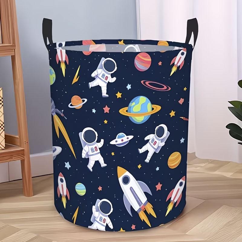 Large Cartoon Astronaut Laundry Basket - Fabric Hamper for Clothes & Bedroom Storage