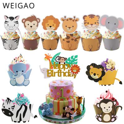 WEIGAO Safari Dschungel Party Tier Cupcake-Hülle Kuchenaufsatz Geburtstagskuchen Partydekoration Kinder Babyparty Junge Mädchen Zubehör