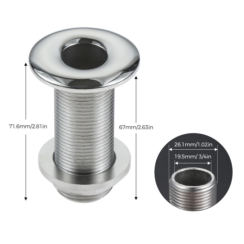 316 Stainless Steel Boat Thru Hull Fitting Connector Water Outlet Drain Hose Joint Plumbing Fittings for Yachts Marine Hardware