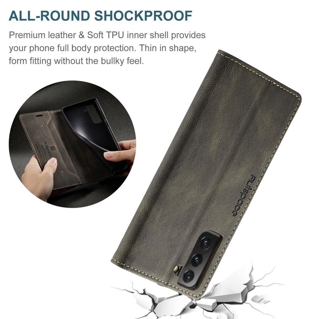 Premium Vintage Leather Wallet Case for Samsung Galaxy S21+ / S21 Plus - Flip Cover with Card Slots, Shockproof Retro Style (4 Colors)