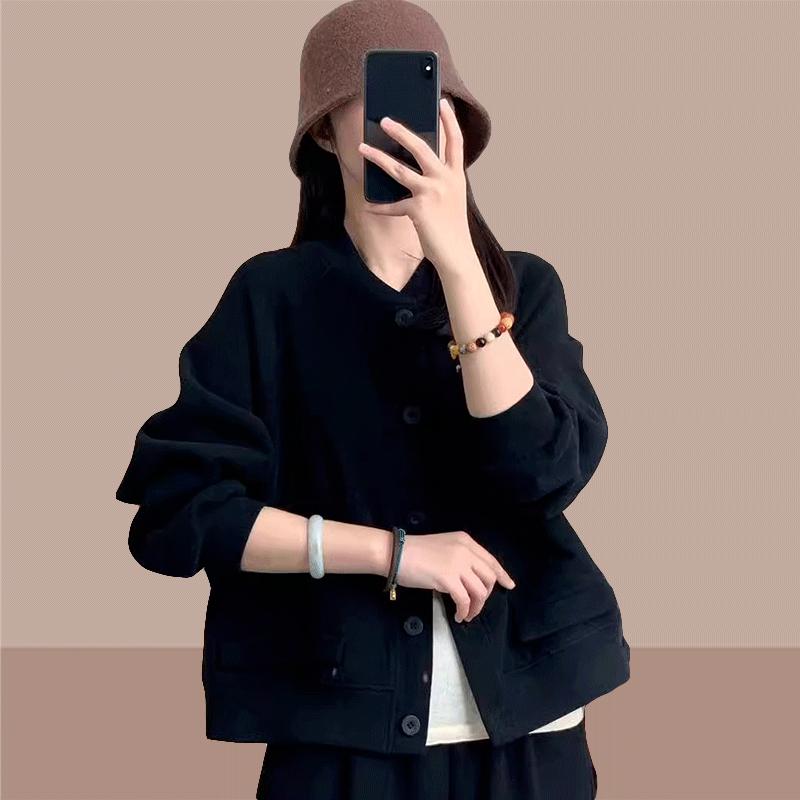 Autumn Spring Short Baseball Jacket Women Open Front Cardigan Casual Outerwear Stylish Petite Fashion Top