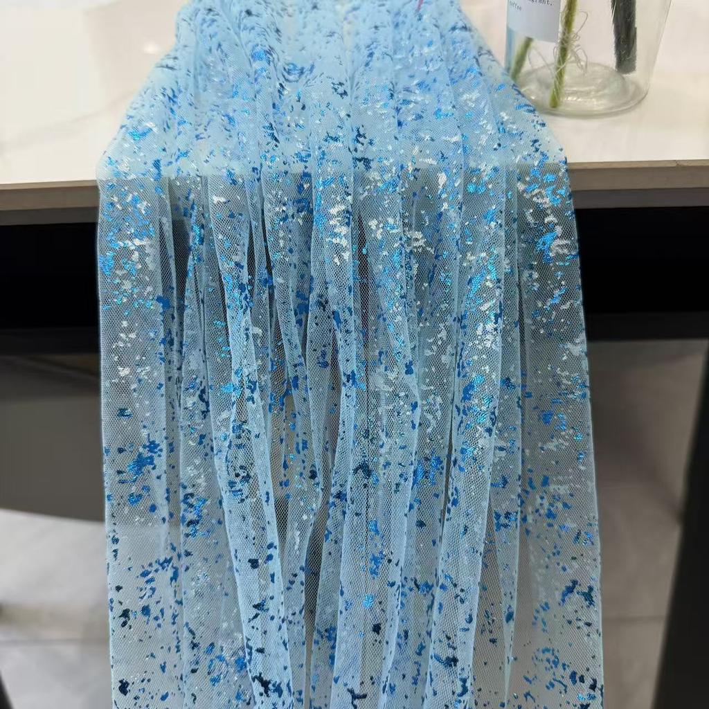 1pc 70cm/27.56in Table Runners Sheer Tulle Cheesecloth with Glitter Metallic Foil for Birthday Anniversary Dining Table Decor