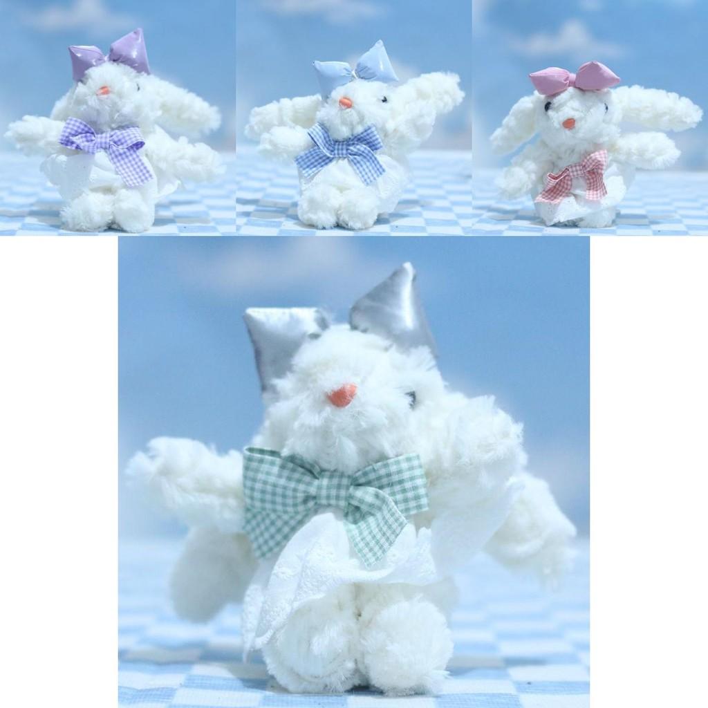 Plush Colorful Bunny Keychain Cozy Longeared Rabbit Stuffed Doll Perfect For Gifts