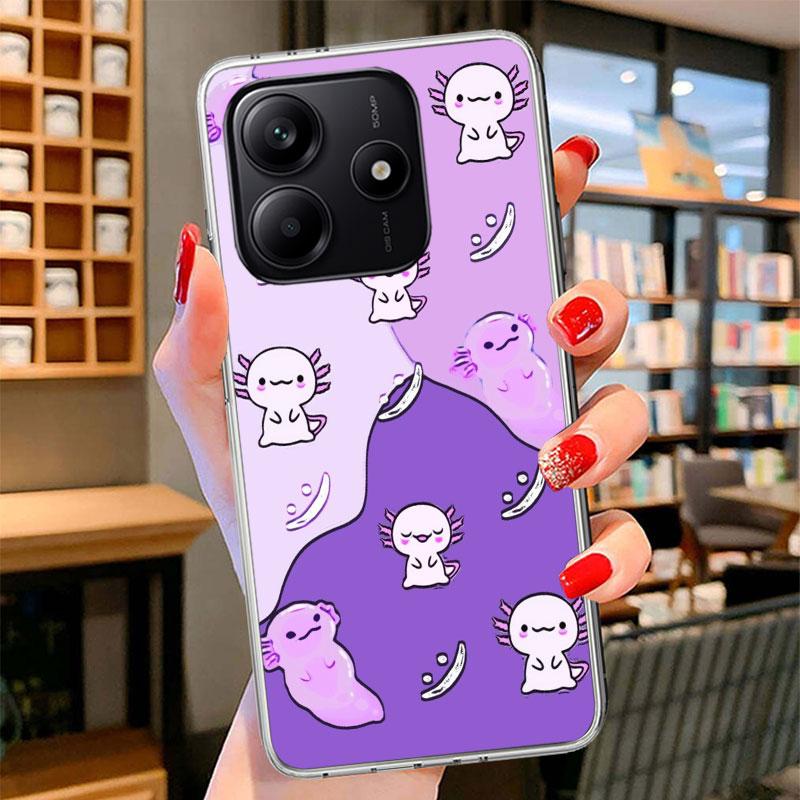 Cute Axolotl Kawaii Phone Case For Xiaomi Redmi Note 15 14 13 12 11 10 Pro Plus 14S 12S 11S 11T 11E 10S Soft Fundas Shell Redmi