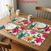 4pcs 2D FLAT Digital Print Placemats, Colorful Floral and Green Leaf Pattern Printed Placemats, Make Your Dining Room More Beautiful, Perfect for