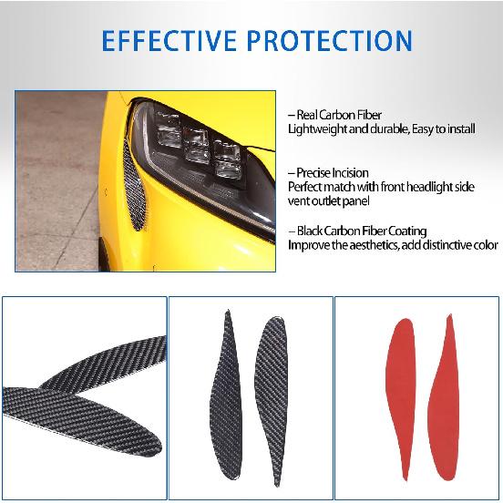 Soft Carbon Fiber Hood Vent Cover Trim Fit for Toyot@ Supra GR A90 A91 MK5 2019-2025, Headlight Side Vent Outlet Cover Trim, Side Air Conditioning