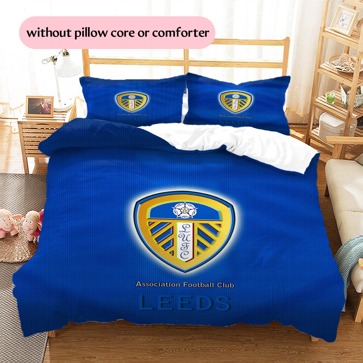 Постельное белье с узором Leeds United, Декор для дома, Подарок на день рождения (1 пододеяльник + 2 наволочки, без наполнителя) 135x200cm