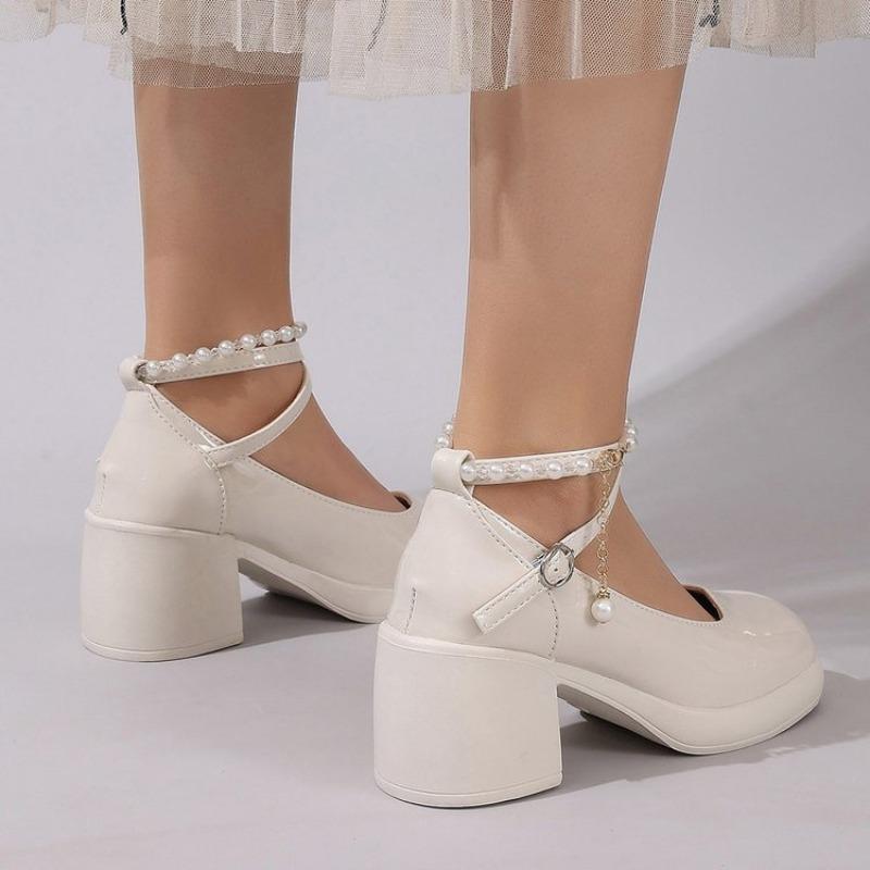 Fashion New Women Pumps Shoes Fashion Cross Strap Ladies Shallow Dress Mary Jane Shoes Female Elegant High Heel Footwear Platform Heels